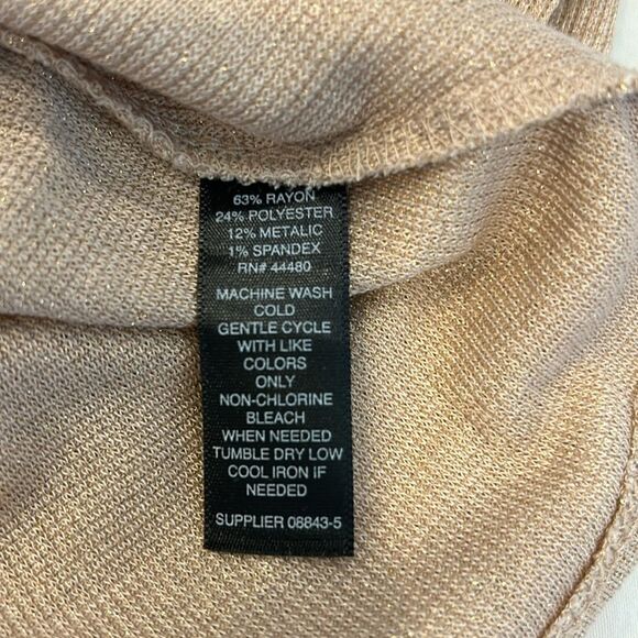 Project Runway Glitter Sparkle Khaki Long Sleeves Turtle-Neck Sweater Top Large - Picture 6 of 8